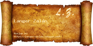 Langer Zalán névjegykártya